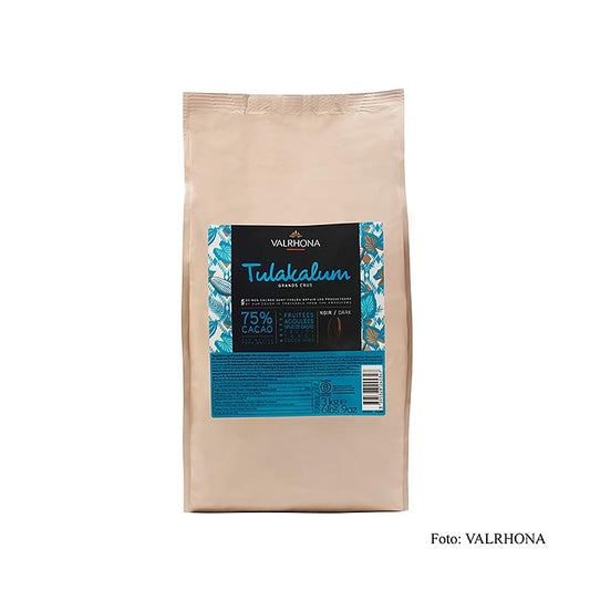 Valrhona Tulakalum couverture noire Callets, avec 75% de cacao, emballés dans un sac de 3 kg