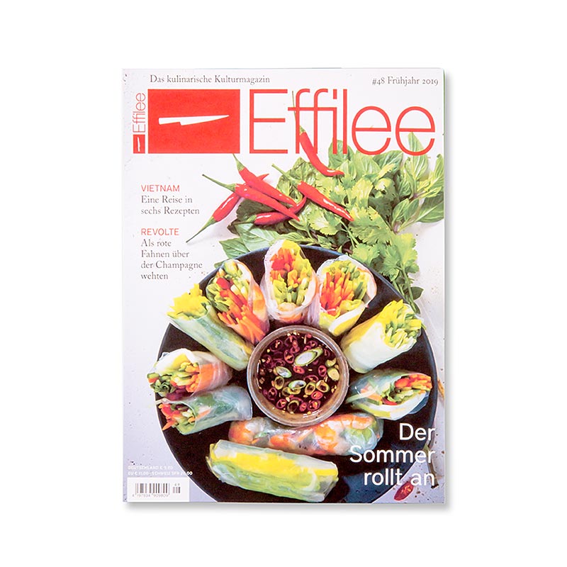 Effilee - Magazine pour l'alimentation et la vie, numéro 48, couverture de magazine en 1 pièce présentant un design vibrant et visuellement attrayant avec un contenu sur l'alimentation et le style de vie.
