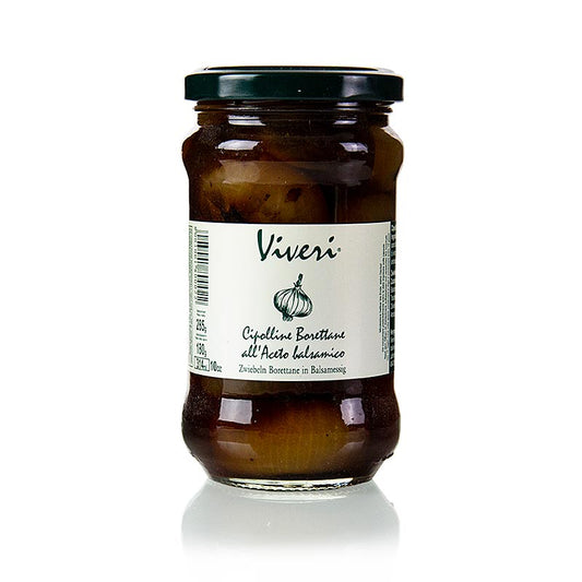 Oignons Borettane marinés, au vinaigre balsamique, 285 g - délicieux oignons marinés au vinaigre balsamique, parfaits pour donner du goût à vos plats.