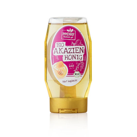 Miel d'acacia biologique Breitsamer Immenhof en bouteille pressée, 350 g, parfait pour une utilisation dans divers plats et boissons