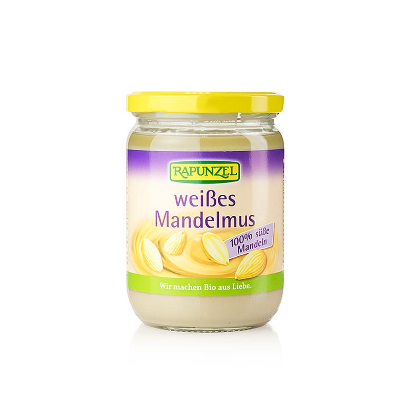 Image d'un pot de beurre d'amande blanc bio, vegan, de 500 g de la marque Rapunzel