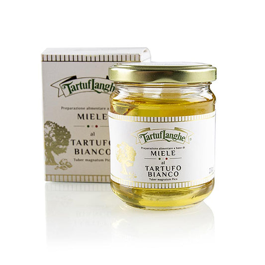 Miel d'acacia Tartuflanghe, léger, à la truffe blanche & saveur, 230 g, un miel gastronomique avec la saveur délicieuse de la truffe blanche