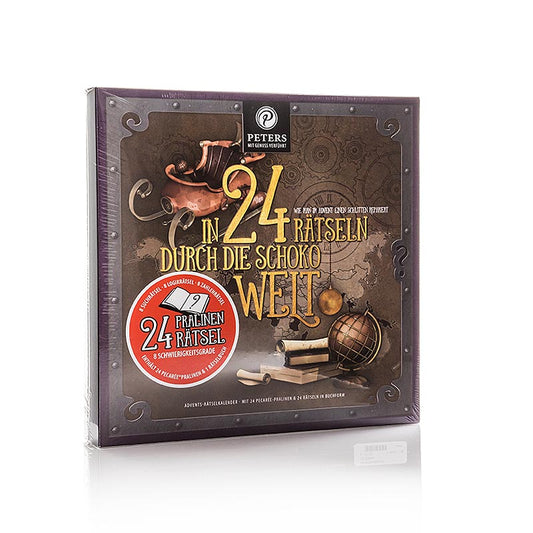 Calendrier de l'Avent - En 24 énigmes à travers le monde du chocolat, avec alcool, Peters, 255 g - Un calendrier de 255 g avec 24 surprises au chocolat et à l'alcool.