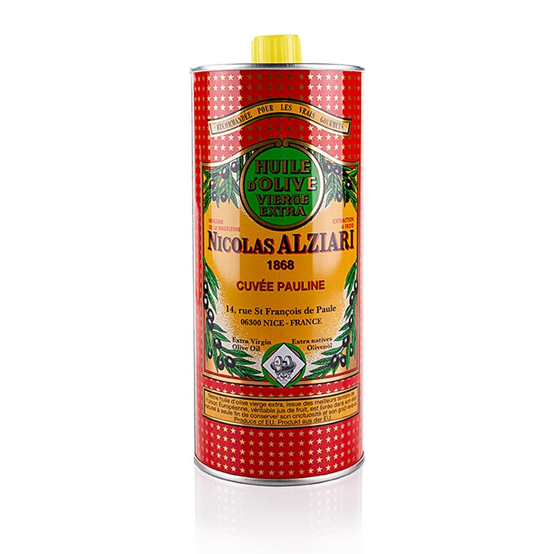 Huile d'olive vierge extra, Cuvée Pauline (intense), Alziari, BIO, 1 litre - Huile d'olive biologique et intense de haute qualité
