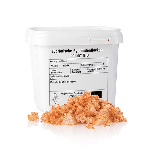 Sel de mer biologique avec piment en forme de pyramide, 600 g, de Petros, Chypre