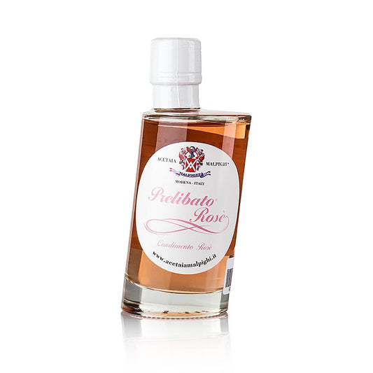 Balsamico Prelibato Rosé Condimento, au goût délicat de rose, vieilli pendant 5 ans, par Malpighi, bouteille de 200 ml