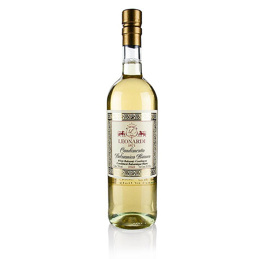 Balsamique Bianco Oro Nobile, 4 ans d'âge en fût de chêne, Leonardi, 750 ml - Bouteille de 750 ml de Balsamique Bianco Oro Nobile de Leonardi, 4 ans d'âge en fût de chêne.
