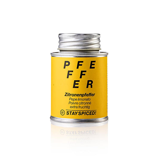 Un shaker de 70g de Stay Spicy ! Lemon pepper préparation à base d'herbes extra-fruitée avec une saveur vive et citronnée