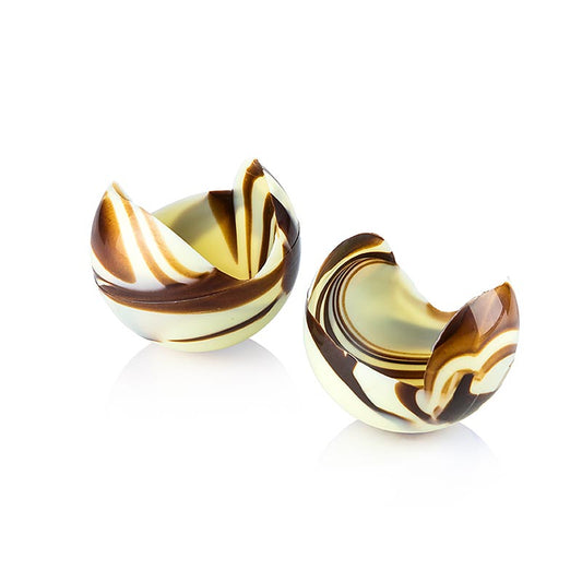 Moule à chocolat rose, moyen, blanc marbré, Ø60mm, La Rose Noire, 600 g, 40 pièces - Moule à chocolat rose marbré blanc de haute qualité, 60mm de diamètre, 600g, 40 pièces