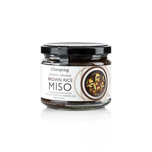Organic Japanese Brown Rice Miso Paste by Clearspring, 300g, à base de riz brun, parfait pour ajouter une riche saveur umami à vos plats.