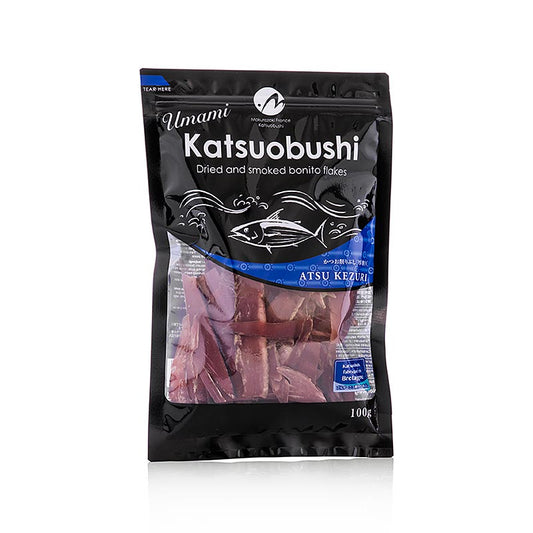 Paquet de Katsuobushi - flocons de bonite, épais, Usukezuri, 100 g, flocons de bonite séchée, fermentée et fumée traditionnelle japonaise pour usage culinaire
