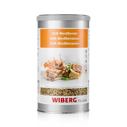 Paquet de 540 g de sel aux herbes Wiberg Grill Mediterranean, un sel aux herbes méditerranéen savoureux pour les grillades et l'assaisonnement des plats.