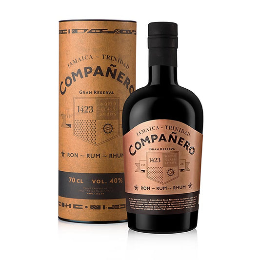 Image de Companero Rum Gran Reserva Jamaica / Trinidad 40% Vol0.7 l, 700 ml, un rhum de qualité supérieure aux riches saveurs de Jamaïque et de Trinidad, parfait pour les cocktails ou à siroter pur.