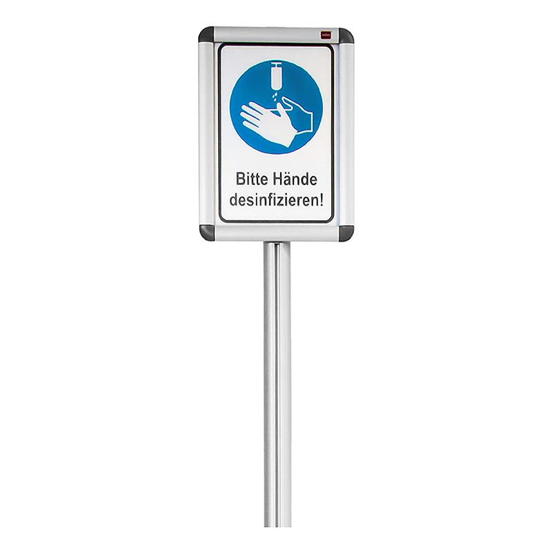Panneau d'information pour le stand de désinfection en aluminium, 80cm de haut, 1 pièce