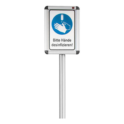 Panneau d'information pour le stand de désinfection en aluminium, 80cm de haut, 1 pièce
