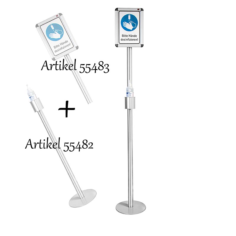Panneau informatif pour stand de désinfection (55482) en aluminium, 80cm, 1 pièce