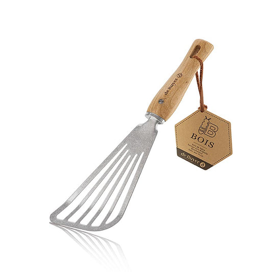 deBUYER B Bois spatule, acier inoxydable/bois (270107), 1 st - spatule en acier inoxydable et bois de haute qualité pour une utilisation polyvalente en cuisine