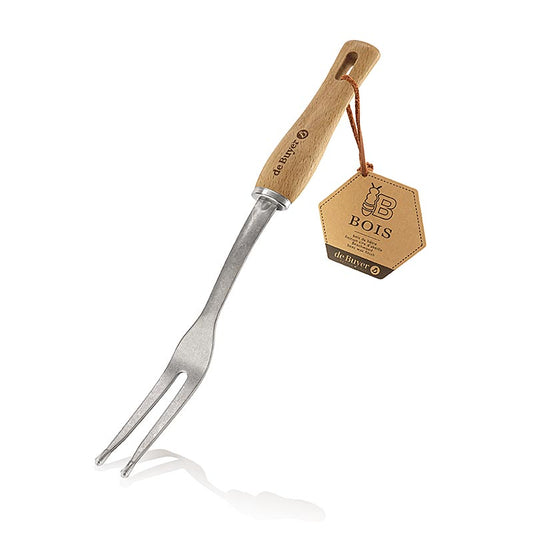 deBUYER B Bois fourchette à viande, acier inoxydable/bois (270110), 1 pc - une fourchette à viande en acier inoxydable et bois de haute qualité pour la cuisine