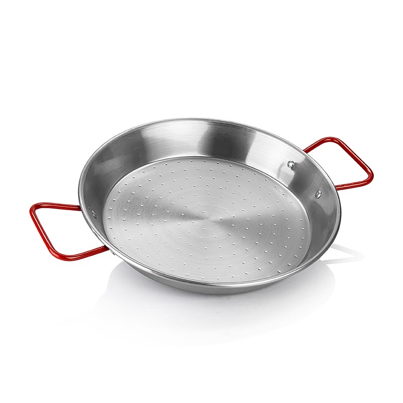 deBUYER Viva Espana poêle à paella, poignées rouges, 32cm (502632N), 1 st - Poêle à paella en fonte avec poignées rouges de 32cm de long de deBUYER Viva Espana, idéale pour préparer l'authentique paella espagnole.