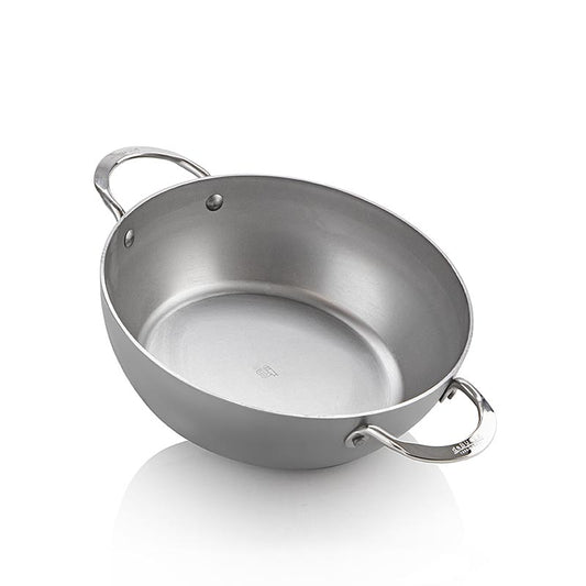 deBUYER Mineral B Element Casserole/poêle à frire de 24 cm avec 2 poignées, idéale pour cuisiner des recettes variées et assurer une répartition uniforme de la chaleur, 1 st.