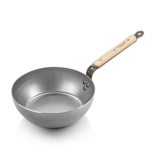 deBUYER Mineral B Bois Poêle en acier / Poêle à frire, 24cm (571424), 1 st - Poêle en acier de haute qualité de 24cm avec manche en bois naturel pour une cuisine polyvalente