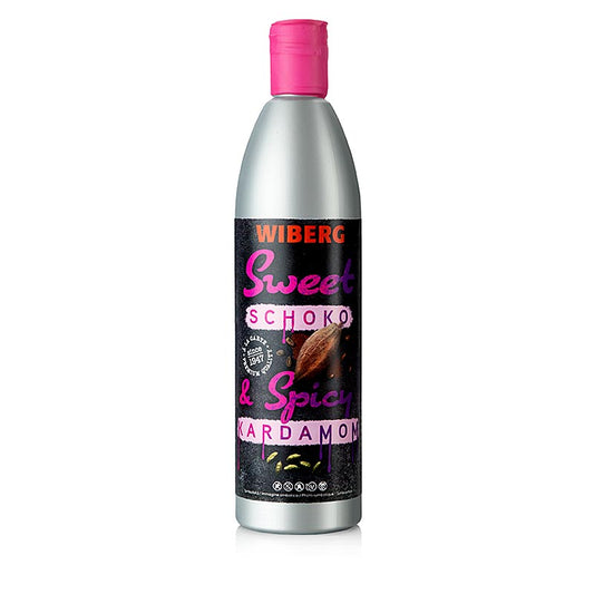 Bouteille de 500 ml de Sauce sucrée et épicée WIBERG - Chocolat et cardamome, une sauce sucrée et épicée au chocolat et à la cardamome parfaite pour ajouter une riche saveur à vos plats.