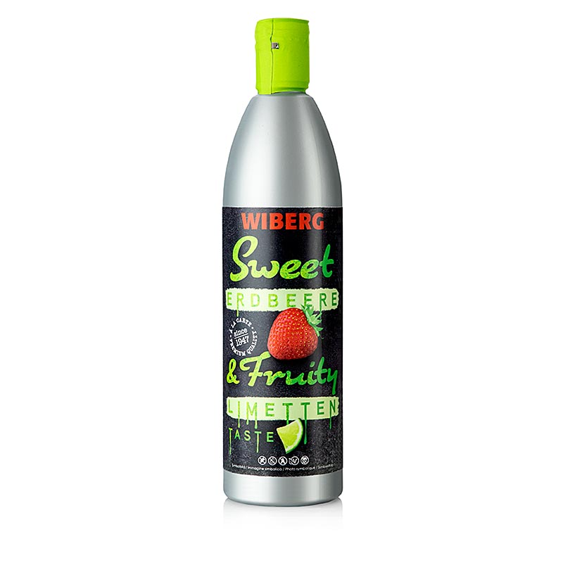 Sauce sucrée et fruitée WIBERG à la fraise et au citron vert, 500 ml - un complément délicieux à divers plats et desserts