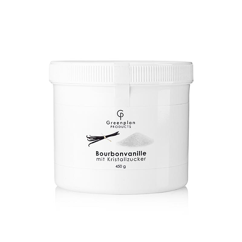 Sucre vanillé, avec 5% de vraie vanille Bourbon, 450 g, parfait pour ajouter une saveur vanillée riche et aromatique à vos recettes préférées.