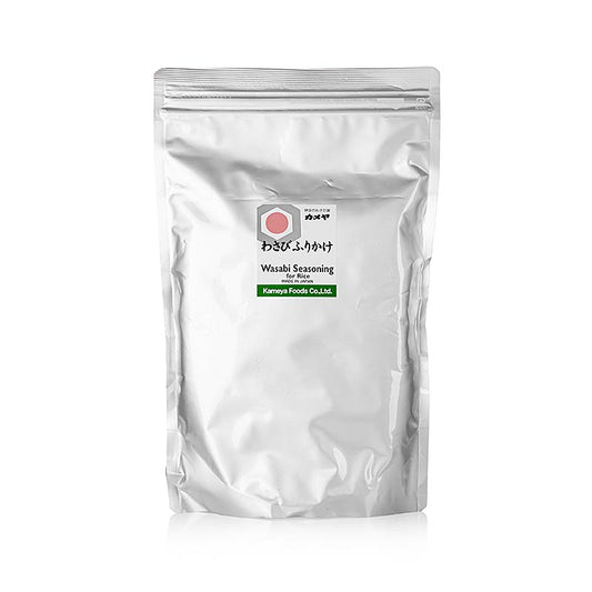 Paquet de 500 g de Furikake, un assaisonnement japonais pour le riz à base de wasabi, de nori et de graines de sésame, parfait pour rehausser la saveur des plats à base de riz.