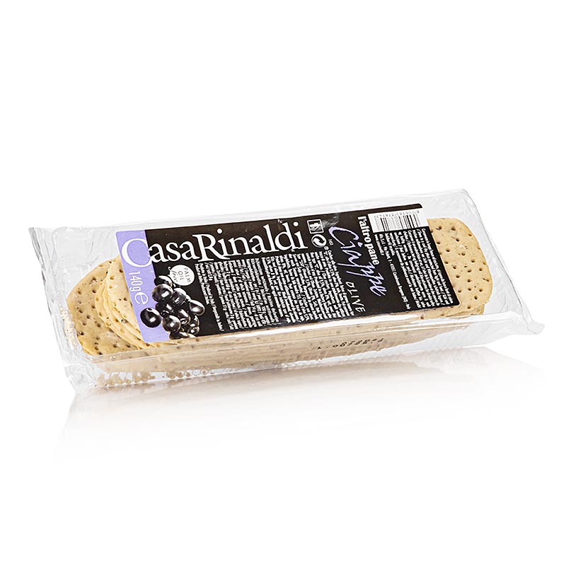 Délicieuses Ciabattine Casa Rinaldi aux olives, une pâte à pain plate de 140 g, parfaite pour tout repas ou en-cas.