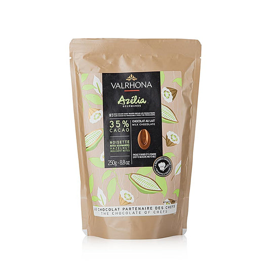 Valrhona Azelia couverture de noisettes 35% callets, 250g, idéal pour la pâtisserie et la confiserie