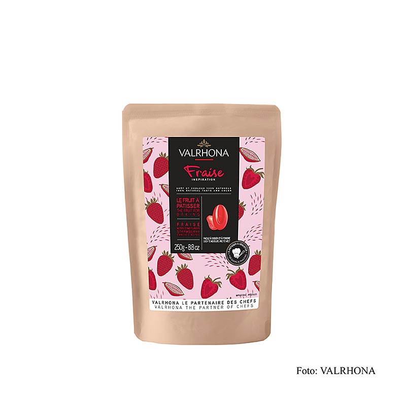 Valrhona Inspiration Fraise - 250 g spécialité de fraise au beurre de cacao, saveur délicieuse