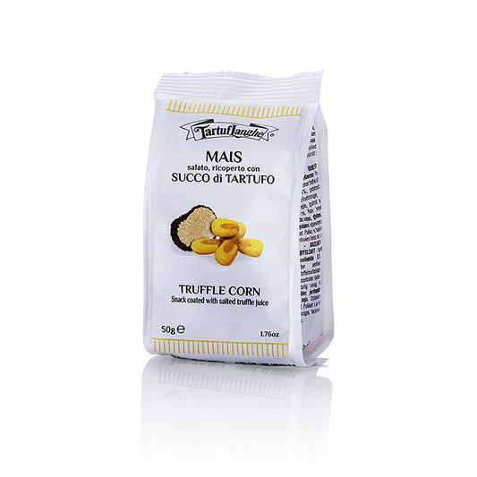 Maïs soufflé croustillant enrobé de jus de truffe, 50 g de Tartuflanghe - une délicieuse gourmandise