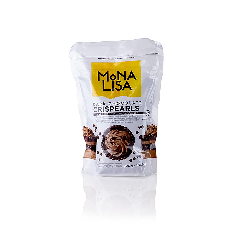 800 g de Mona Lisa Callebaut Crispearls Dark, perles de chocolat noir croquantes