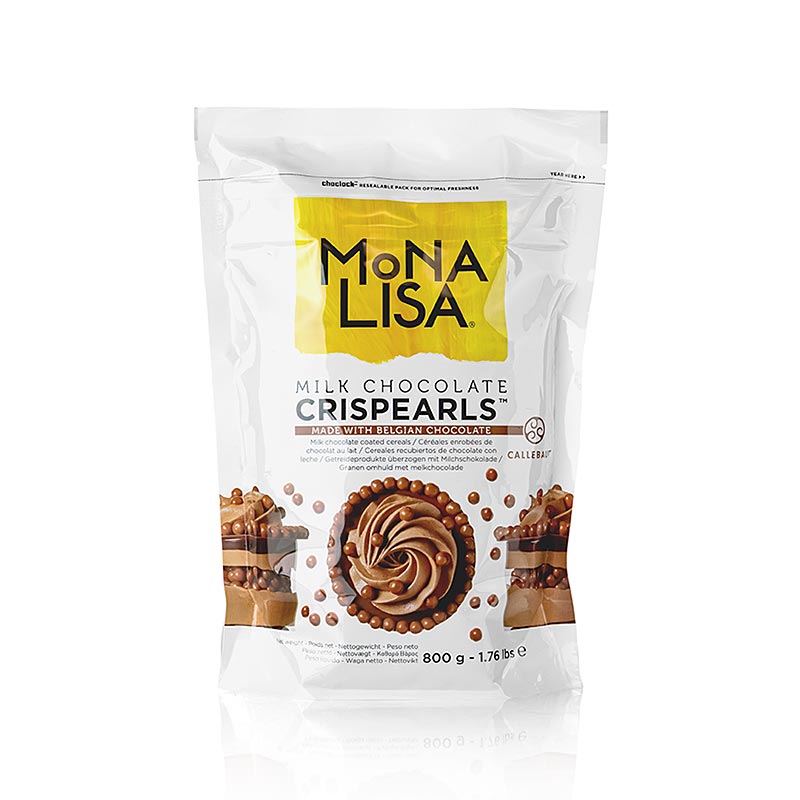 Crispearls Milk, perles croustillantes de chocolat au lait, Mona Lisa Callebaut, 800 g - délicieuses perles croustillantes de chocolat au lait