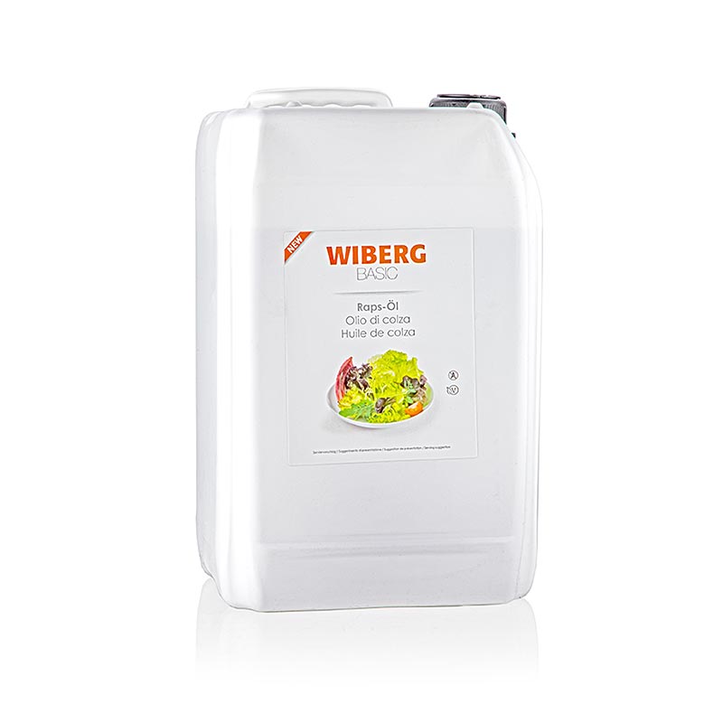 Bouteille de 5 litres d'huile de colza Wiberg BASIC, huile de colza pressée à froid et légèrement étuvée