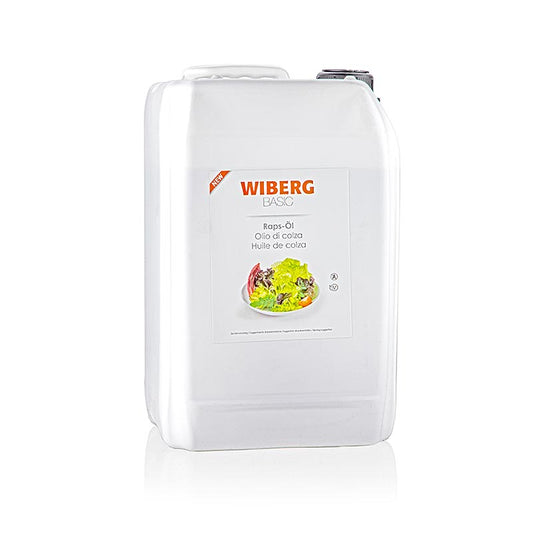Bouteille de 5 litres d'huile de colza Wiberg BASIC, huile de colza pressée à froid et légèrement étuvée