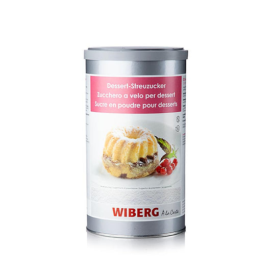Gros plan sur la préparation de sucre dessert Wiberg (sucre doux, neige sucrée) dans un emballage de 750 g