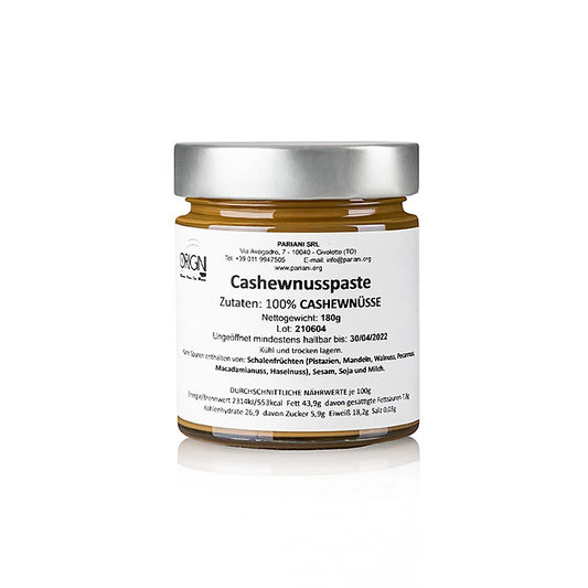 Noix de cajou 100% grillées Pâte de cajou de Pariani, 180g, riche et crémeuse