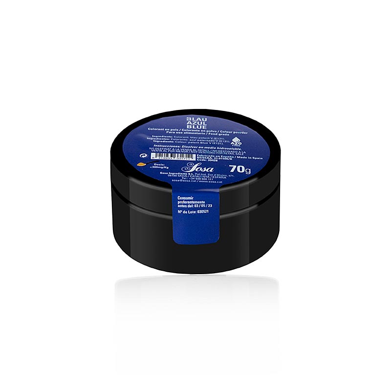 Colorant alimentaire bleu vif Sosa en poudre, 70g, soluble dans l'eau (39428)