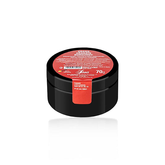Colorant alimentaire Sosa de haute qualité sous forme de poudre grenadine/rouge bordeaux, soluble dans l'eau (39433), 70 g, idéal pour la pâtisserie et la confiserie.