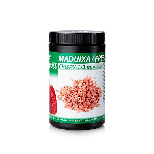 Morceaux lyophilisés de Sosa Crispy Strawberry 1-3mm, emballés dans un paquet de 250g (39471)