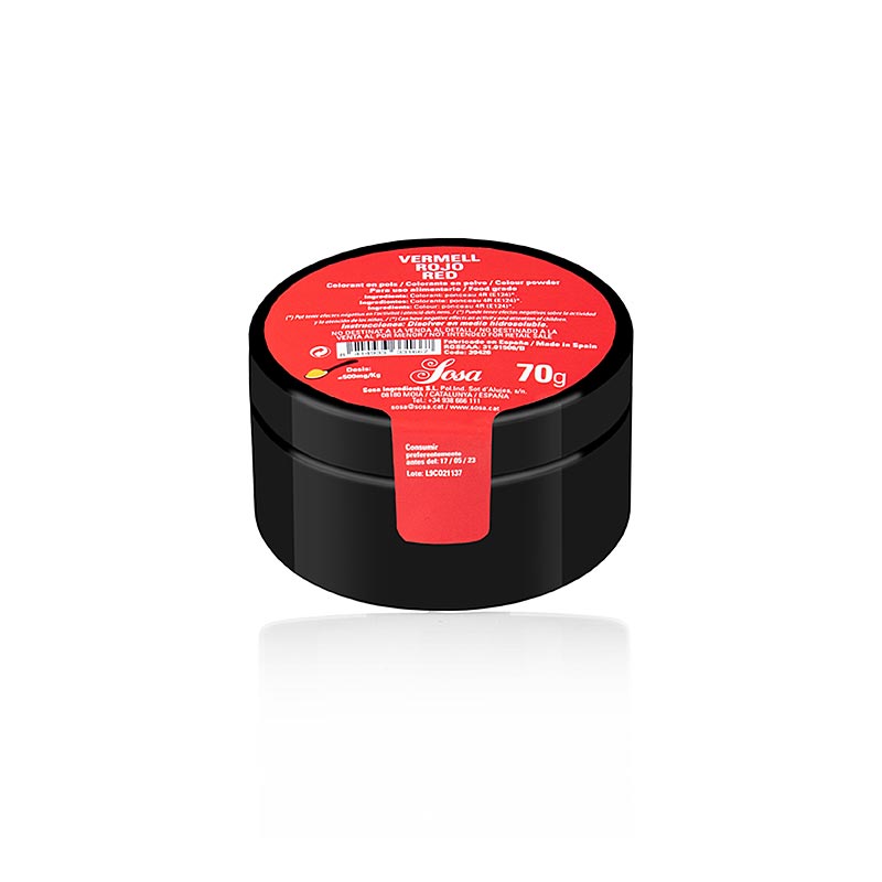 Colorant alimentaire Sosa de haute qualité en rouge, 70g de poudre, facilement soluble dans l'eau (39426)
