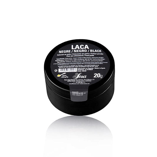 20 g de colorant alimentaire noir Sosa en poudre liposoluble (39445) emballé dans un récipient pratique