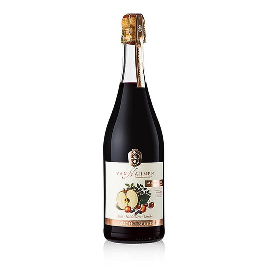 Bouteille de 750 ml de Van Nahmen Apple-Blueberry-Cranberry Fruit Secco, une boisson sans alcool