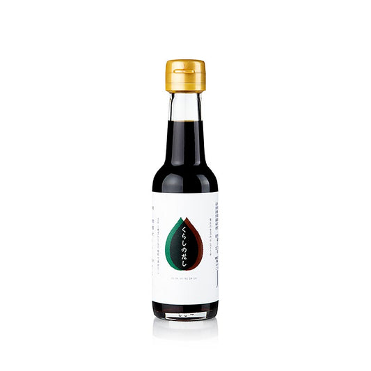 Bouteille de 150 ml de concentré de bouillon dashi foncé végétalien Fueki-Shoyu du Japon