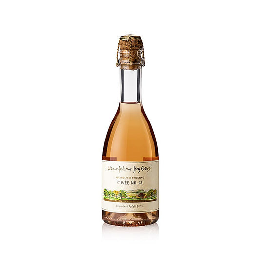 Jörg Geiger Sparkling Cuvée 23 sans alcool, 375 ml : une boisson sans alcool rafraîchissante et festive, au goût élégant et aux bulles pétillantes.