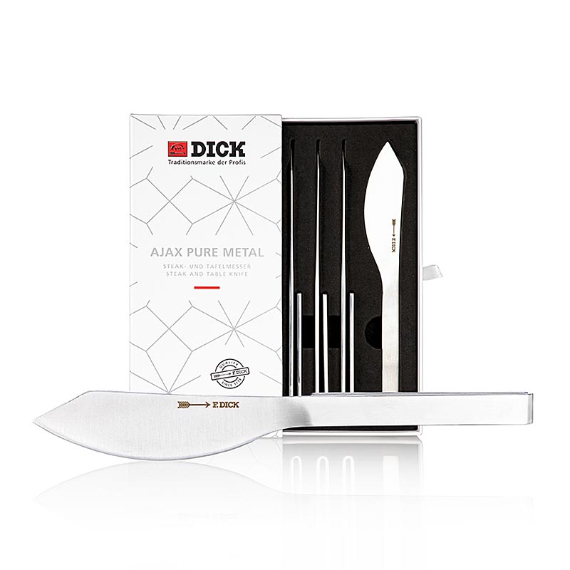 Set de couteaux à steak Dick Ajax Pure Metal, 4 pièces, pour une découpe précise et sans effort des steaks et autres viandes