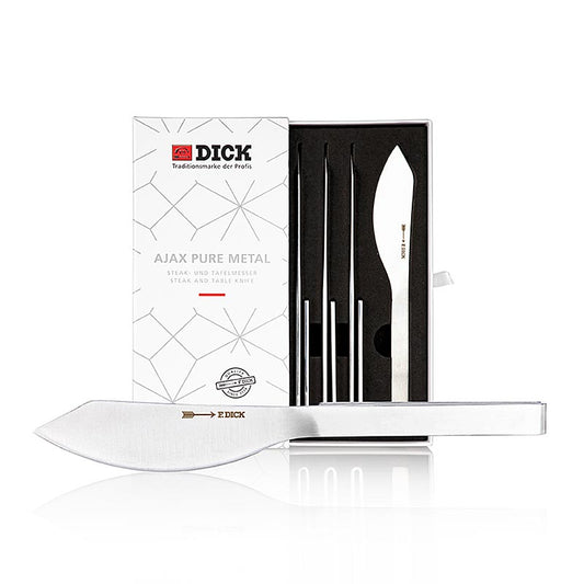 Set de couteaux à steak Dick Ajax Pure Metal, 4 pièces, pour une découpe précise et sans effort des steaks et autres viandes