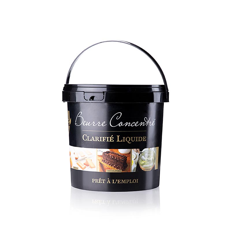 Beurre Concentre Clarifie Liquide - Beurre, clarifié, liquide, 2 kg - Image d'une bouteille contenant 2 kg de beurre liquide clarifié.
